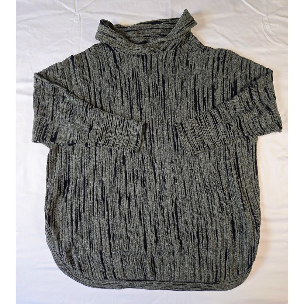 NIC+ZOE Sweater Femme 2X Light Sage Green and Black Slub Knit Cowl Neck - Picture 6 of 11